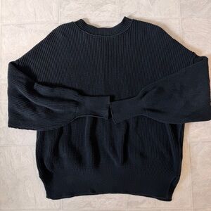 aerie black oversized crewneck knit Sweater